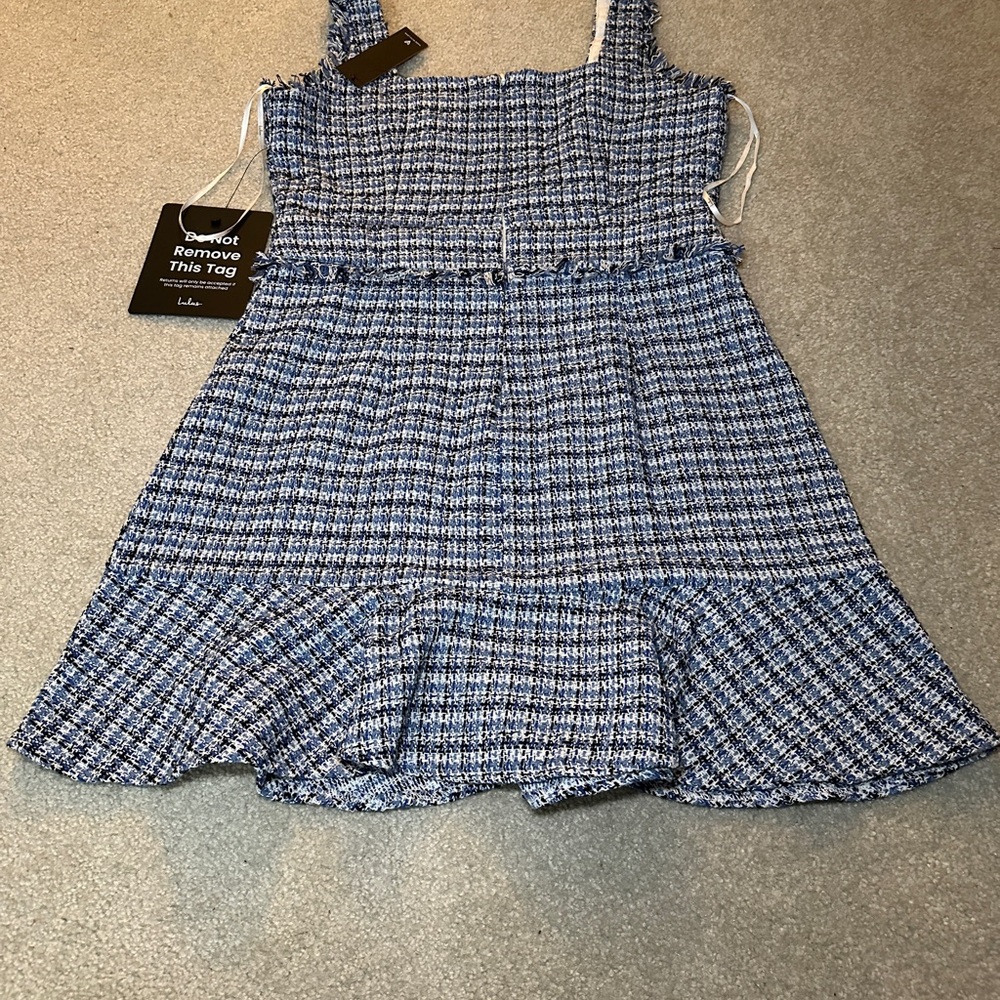 Lulus Dress - Women’s Size M - Blue - Tweed Midi Dress - Picture 9 of 11